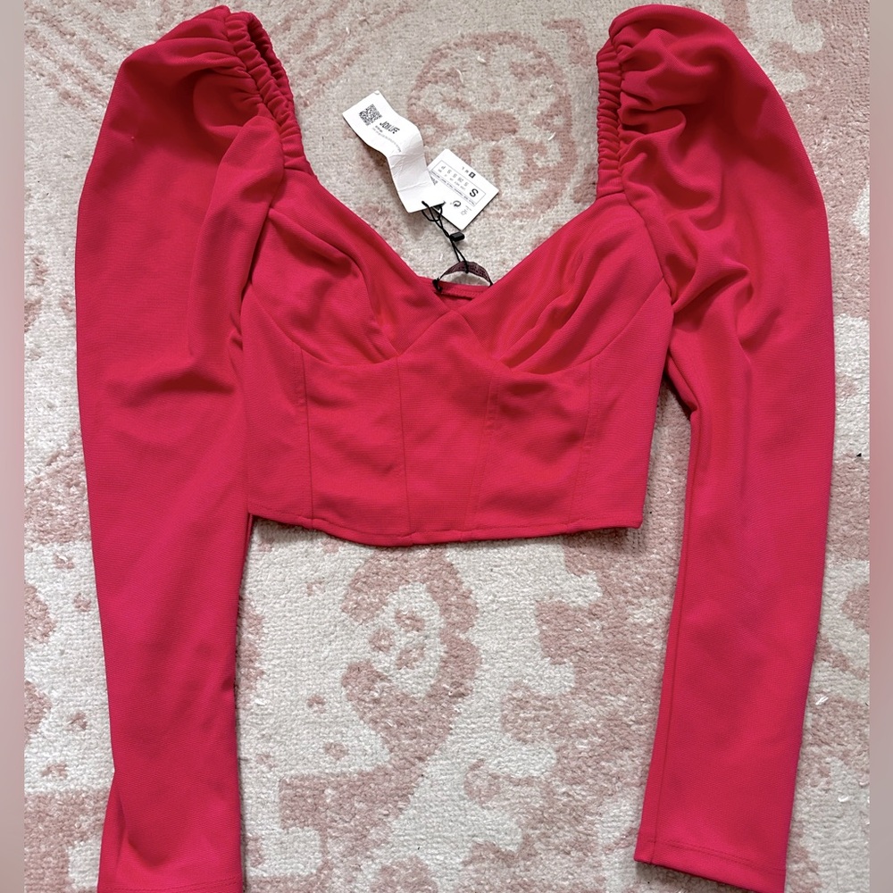 Zara hot pink crop top corset